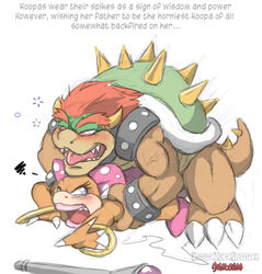 1boy 1girls angry anthro_on_anthro anthro_penetrated blush bow bowser bracelet claws darknek0gami doggy_style eyelashes fangs female high_heels koopa koopalings lipstick male mario_(series) muscular nintendo polka_dots rape sex shell sketch spiked_shell spikes straight straight_hair sweat tail text tongue veins wand wendy_o._koopa