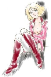 1girls artist_request blonde_hair breasts earth_federation female female_only gundam human light-skinned_female light_skin military_uniform mobile_suit_gundam sayla_mass short_blonde_hair short_hair solo uniform