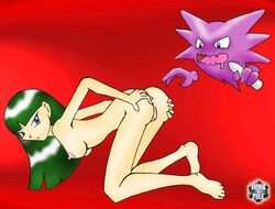 1girls ass female green_hair haunter human junk_pile nintendo nude nude_female pokemon sabrina_(pokemon) sabrina_(pokemon_anime)