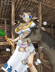 chrissy_(artist) clothing dress feral fur horse interspecies malon nintendo ocarina_of_time panties the_legend_of_zelda torn_clothes