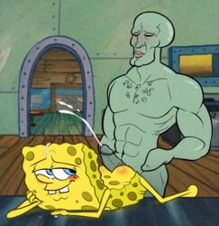 ass badhedgehog blush buttjob cephalopod cum cum_on_face duo ejaculation handsome_squidward male male_only meme nickelodeon octopodiform octopus sea_sponge smooth_skin spongebob_squarepants spongebob_squarepants_(character) squidward_tentacles tentacle yaoi