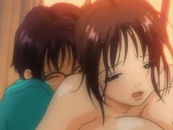 1boy 2girls animated breast_grab breasts censored fusano_fumie fusano_tomoka grabbing huge_breasts male milk_junkies_2 multiple_girls nipples sex siblings sisters stockings