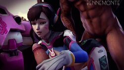 2boys 3d abs ambiguous_penetration animated areolae bennemonte bent_over bodysuit breasts breasts_out brown_hair clothed_female_nude_male d.va erection female from_behind handjob male meka muscles muscular_male nipples no_sound overwatch penis small_breasts source_filmmaker straight threesome video