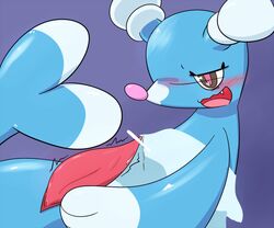 1boy blue_fur blush brionne censored erection furry half-closed_eyes jittsu male male_only mammal marine masturbation nintendo open_mouth penis pink_eyes pinniped pokemon pokemon_sm purple_background seal shaking simple_background