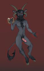 anthro caprine codex_gigas erection fur goat hooves horn jellyfishjulep looking_at_viewer male male_only mammal nude penis satanic simple_background