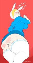 1girls 2016 adventure_time angry ass big_ass big_breasts blonde_hair blush breasts bulumble-bee cartoon_network clenched_teeth clothed dated female fionna_the_human_girl fully_clothed huge_ass huge_breasts large_breasts looking_back microskirt miniskirt muscular muscular_female red_background shirt short_hair sketch skirt socks solo standing sweat text thick_thighs thighhighs watermark wide_hips yellow_hair