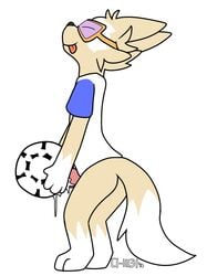 1boy anthro ass ball bottomless c1_11131 canine closed_eyes clothed clothing cum erection eyewear fifa goggles male male_only mammal masturbation penis shirt simple_background soccer soccer_ball solo sport standing tongue tongue_out wolf zabivaka