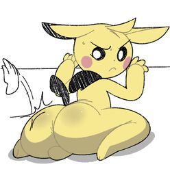 1boy anus ass balls femboy invalid_tag looking_at_viewer male male_only mammal nintendo pichu pokemon robbonp rodent simple_background solo video_games white_background