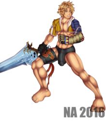 boner final_fantasy final_fantasy_x male sword tidus underwear weapon yaoi