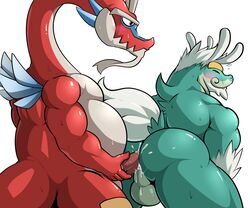 2boys anal ass bara beard belly biceps blush crossover cum cum_in_ass cum_inside dragon drampa facial_hair gay goatee green_skin horn interspecies large_ass large_penis long_neck maldu male male_only muscular nintendo penis pokemon pokemon_sm red_skin scalie sex small_wings sweat testicles the_legend_of_zelda the_wind_waker valoo veins veiny_penis video_games wind_waker wings