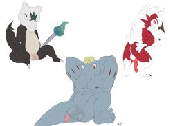 3boys alolan_form alolan_marowak animal_genitalia animal_penis anus armpits arms_behind_head ass ass_grab back beckoning belly big_penis brown_skin canine canine_penis feet flaccid flat_colors grey_skin holding humanoid knot looking_at_viewer lycanroc machoke male male_only mammal marowak midnight_lycanroc multiple_images navel nintendo nipples nude pecs penis perineum pinup pokemon pokemon_(species) pokemon_sm pose presenting presenting_hindquarters rear_view red_fur retracted_foreskin scalie seyrmo signature sitting soles standing testicles text toes uncut veins veiny_penis video_games