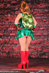 back backpack boots cheeks high_heels orange_hair pattycake teenage_mutant_ninja_turtles text upskirt