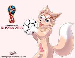 canine eyewear goggles male male_only mammal mascot senz soccer sport wolf world_cup zabivaka