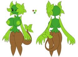 anthro areola big_breasts breasts female flora_fauna green_nipples huge_breasts humanoid looking_at_viewer mammal model_sheet nipples nude plant simple_background smile solo standing thompson-vonjung waloe_(vonjungle)