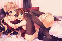 ass bottomless breasts fingering nipples no_bra pussy_juice rubi-sama rubi-sama_wo_agameru_kai sweater thighhighs yuri