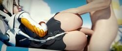 1boy 1girls 21:9 3d anal animated ass back blender bottomless clothed_female_nude_male corkscrew_position female highres ilios_(map) light-skinned_female light-skinned_male lying lying_on_side mercy outdoors overwatch sex shorter_than_10_seconds sound straight ultrawide video yeero