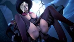 1kmspaint 3d alternate_costume anal anal_sex animated anus areolae blonde_hair bouncing_breasts breasts carrying erection female from_behind halloween male mercy nipples overwatch penetration penis pussy reaper sound source_filmmaker spread_legs straight thighhighs video witch witch_hat witch_mercy