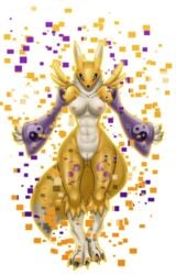 breasts digimon female fur gilgash long_tail muscular pixel pussy renamon wings yellow_fur