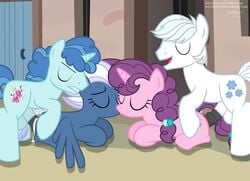 2016 balls blue_feathers blue_fur cum cutie_mark door double_diamond_(mlp) earth_pony equine erection feathered_wings feathers female feral friendship_is_magic fur group horn horse kissing male mammal my_little_pony night_glider_(mlp) outdoors party_favor_(mlp) pegasus penetration penis pink_fur pony sex shutterflyeqd straight sugar_belle unicorn white_fur wings