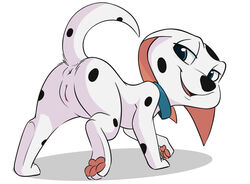 101_dalmatians 2016 anus ass black_nose blue_eyes blush cadpig canine canine collar dalmatian disney female feral half-closed_eyes hindpaw looking_back mammal pawpads paws presenting presenting_hindquarters pussy smitty_g solo walking