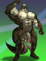 1boy anthro demon flaccid full-length_portrait full_length lizard male male_only monster muscular nude penis portrait reclamon scalie solo standing unktehila