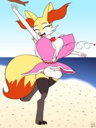 1futa animal_genitalia anthro balls balls_under_clothes beach bouncing_breasts braixen breasts cleavage clothing curvy dickgirl erect_nipples exposed exposed_balls exposed_penis fibs flaccid futa_only futa_sans_pussy futanari huge_balls hyper hyper_breasts intersex kemono lost_clothes nintendo nipple_bulge nipples panties penis penis_out penis_under_clothes penis_under_skirt pokémon_(species) pokemon pokemon_(species) seaside skirt skirt_lift solo underwear video_games wardrobe_malfunction young