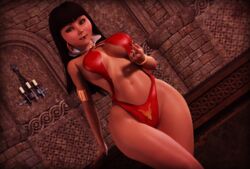 1girls 3d cosplay disney female female_only halloween helen_parr pixar rasmus-the-owl smooth_skin solo solo_female the_incredibles vampirella_(cosplay) wide_hips