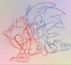 2016 all_fours amy_rose anthro ass bottomless buttjob clothed clothing dress duo erection female footwear gloves hair hand_on_ass headband hedgehog male mammal nude open_mouth penis pink_hair sex short_hair sketch skyevixensartwork sonic_(series) sonic_the_hedgehog straight