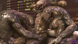 2016 3d alien armpits balls big_breasts big_penis breasts creepychimera fellatio female female_sangheili halo_(series) hands_behind_head harem male nude oral penis sangheili sex sofa straight video_games