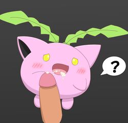 1boy ? after_sex ambiguous_gender blush cum cum_in_mouth cum_inside disembodied_penis erection facial feet fellatio floating grey_background half-closed_eyes hoppip human interspecies leaf looking_at_viewer male minami_(pixiv) nintendo open_mouth oral penis pink_skin plant pokemon pokemon_gsc pokephilia sex solo_focus sweat tears tongue video_games yellow_eyes