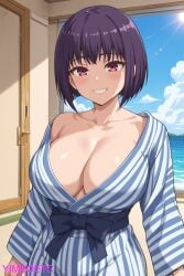 1girls ai_generated beautiful big_breasts hana_sunomiya horny horny_female huge_breasts ijiranaide_nagatoro-san large_breasts looking_at_viewer open_clothes please_don't_bully_me,_nagatoro purple_eyes purple_hair seduction sexy short_hair smile solo solo_female stable_diffusion standing thick_thighs undressing visible_breasts voluptuous voluptuous_female wide_hips yimboetc yukata