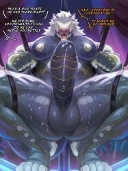 anthro areola balls banyue_(zenless_zone_zero) barazoku big_balls big_muscles big_pecs big_penis bulge clothed clothing dialogue erection genitals hi_res huge_balls huge_cock huge_muscles huge_pecs huge_thighs humanoid kult2k looking_at_viewer machine male male_only manly mihoyo muscular muscular_male nipple_piercing nipples nude open_mouth partially_clothed pecs penis piercing robot robot_anthro seductive solo submissive submissive_humanoid submissive_male submissive_robot talking_to_viewer text thick_thighs tongue tongue_out zenless_zone_zero