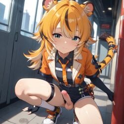 1boy ai_generated ass balls cat_ears cat_tail crossdressing femboy feminine_male gay gay_sex girly hoyoverse ian8766_(artist) ju_fufu ju_fufu_(zenless_zone_zero) male male/male male_focus male_only mihoyo neko penis precum public public_nudity rule_63 self_upload sissy sweat testicles trap yaoi zenless_zone_zero