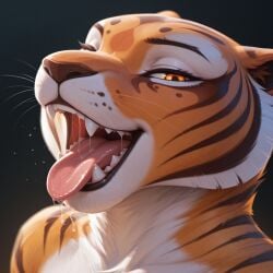 ai_generated fangs female looking_at_viewer master_tigress maw_shot mawshot mouth_shot teeth tiger tigress tongue_out