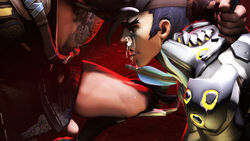 2boys 3d age_difference armor arrow bara brothers chrome_genji cum cum_in_mouth erection facial family genji hanzo headband incest male_only multiple_boys open_mouth overwatch penis siblings source_filmmaker tattoo weapon yaoi