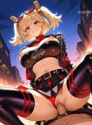ayakonarts blonde_hair burnice_white cowgirl_position cowgirl_position female pov pussy sex zenless_zone_zero zzz