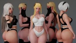 3d big_ass blender blindfold blonde_hair calvin_klein child_bearing_hips cpt-flapjack gloves image keyd10iori lieutenant_flapjack medium_breasts milf nier:_automata operator_21o thick veil voluptuous_female white_hair yorha_2b yorha_a2 yorha_commander