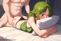 1boy 1boy1girl 1girls ai_generated ass ass_grab bedroom blush embarrassed female grabbing hi_res high_resolution highres large_breasts looking_ahead male male/female monet_(one_piece) motion_lines mouth_covered muscular_male on_stomach one_eye_closed one_piece pillow pillow_grab pillow_hug prone_bone pussy_juice sex toei_animation vaginal_penetration waifumakerart