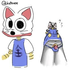 1:1 2025 animate_inanimate anthro artist_name ass balls big_butt blue_clothing blue_shirt blue_topwear blue_underwear blush bodily_fluids bottomwear clothed clothing coin colored dialogue digital_media_(artwork) domestic_cat ena:_dream_bbq ena_(series) exclamation_point felid feline felis femboy flaccid floating_arms floating_head genital_fluids genitals gold_(metal) gold_coin hi_res humanoid_genitalia humanoid_penis ineffective_clothing kane_(ena) katovox living_coin male mammal pantsless penis precum precum_on_penis russian_text sex shaded shirt simple_background solo talking_to_viewer text thick_thighs three-quarter_view topwear underwear whiskers white_body white_clothing white_topwear