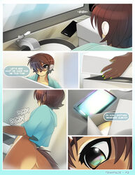 brown_hair comic english_text mikhaila mustelid original otter page_2 page_number tail tsampikos