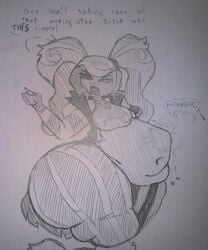 ass ass_bigger_than_head belly big_ass blinkyblook fat fat_ass hazbin_hotel heart_symbol huge_ass large_ass muffled squirming squirming_gut struggling_prey velvette vivienne_medrano vore vore_belly