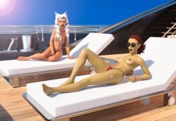 3d ahsoka_tano airress3d_(3d-modeller) barriss_offee clone_wars erotic luxury oiled pollonix13 ship star_wars star_wars:_the_clone_wars sunbathing sunscreen yacht