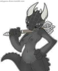 1girls argonian armor armpits breasts cute female mace melee_weapon nude pussy scalie skyrim solo the_elder_scrolls video_games weapon whygena-draws