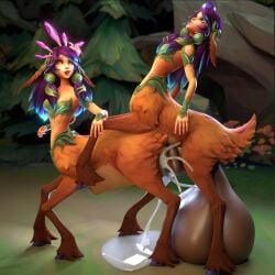 1futa 1girls 3d centaur deer_taur explicitsquared female futa_on_female futanari futataur horsecock horsecock_futanari league_of_legends lillia_(league_of_legends) monster_girl neeko taur taur_on_taur vaginal_penetration