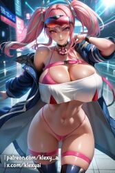 ai_generated ass azur_lane belly belly_button belly_button_piercing big_ass big_breasts bikini bikini_bottom bikini_top blush blush bracelet bracelets breasts bremerton_(azur_lane) cameltoe choker choker_charm clothed clothed_female clothing hairclip hairclips hand_behind_head hourglass_figure hourglass_figured_female huge_ass huge_breasts jacket jacket_open klexyai leg_band leg_bands looking_at_viewer multicolored_hair open_jacket partially_clothed partially_clothed_female patreon patreon_username pink_hair pink_hair_female red_eyes shiny shiny_skin smile smiling smiling_at_viewer sunglasses sunglasses_on_head thick_thighs thigh_highs tinted_eyewear tinted_glasses twintails voluptuous voluptuous_female white_highlights