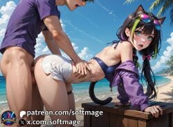 ai_generated anime anime_girl black_hair black_hair_female cat_ears catgirl cum cum_inside futanari hot_sex karyl_(princess_connect!) male_on_futa otoko_no_ko otokonoko princess_connect! sex shemale softmage