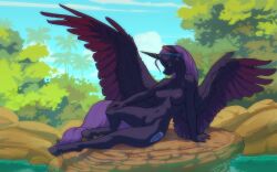 16:10 absurd_res accessory alicorn anthro bra breasts clothing equid equine female gor1ck hair hasbro headband hi_res hooves horn horse long_hair mammal my_little_pony mythological_creature mythological_equine mythology nude nude_female nyx_(mlp) pinup pony pose solo tail text underwear unicorn url wallpaper widescreen wings