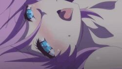 animated big_breasts blue_eyes breath breath_cloud female female_only flare_arlgrande_jioral kaifuku_jutsushi_no_yarinaoshi lying_on_bed moaning moaning_in_pleasure moving pink_hair redo_of_healer tnk_(company) tongue tongue_out