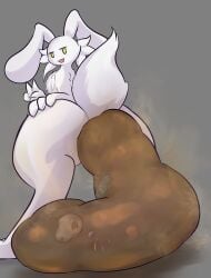 absurd_res after_vore anthro anthro_pred arm_tuft ass big_butt big_ears biped bone bones_in_feces cheek_tuft death disposal excessive_feces facial_tuft feces feces_pile feet fingers floppy_ears fur fur_tuft grey_background hand_on_hip hi_res huge_butt huge_thighs hyper kemono looking_back luniyz male male_pred monotone_background monotone_body monotone_fur raised_tail rear_view scat scatplay semi-anthro shoulder_tuft simple_background smelly solo tail thick_thighs toes tuft vore white_body white_ears white_fur white_tail yellow_eyes zeg_yoros