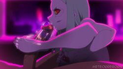 animated blowjob cum cum_in_mouth cyberpunk:_edgerunners cyberpunk_2077 ejaculating_cum ejaculation ejaculation_in_mouth feet feet_on_penis fellatio flowjob foot_fetish foot_focus footjob green_hair multiple_orgasms oral oral_sex pale-skinned_female pale_skin rebecca_(edgerunners) short_girl short_stack shortstack sound tagme video